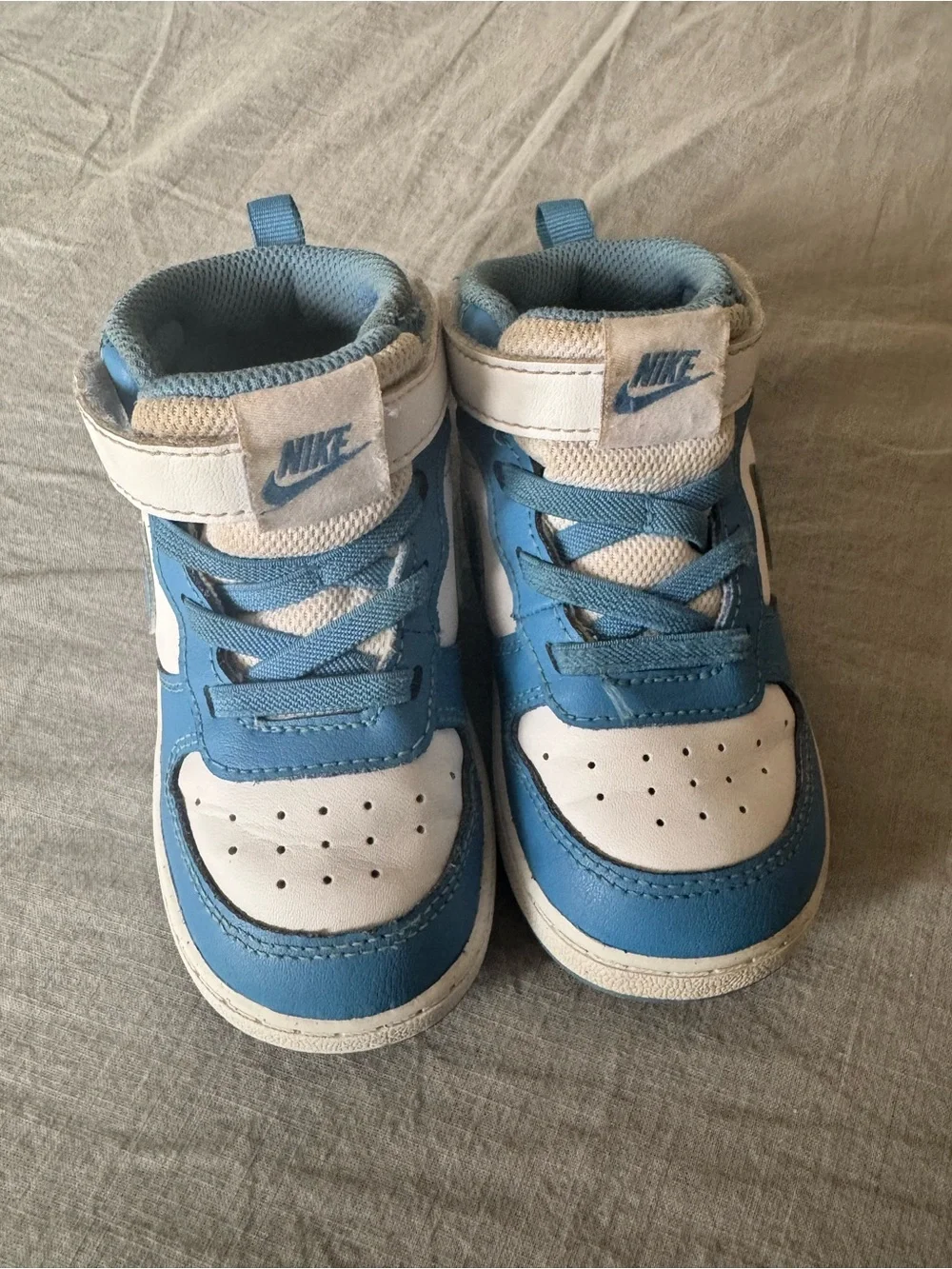 Nike Kids Light Blue and White High-Top Sneakers